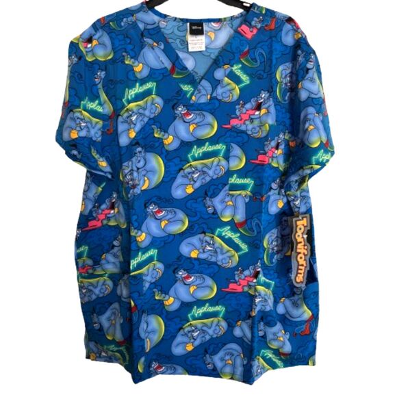Disney Tooniforms ALADIN Genie Unisex Size L Scrub Top/Hospital Uniform/Medical - Picture 1 of 6